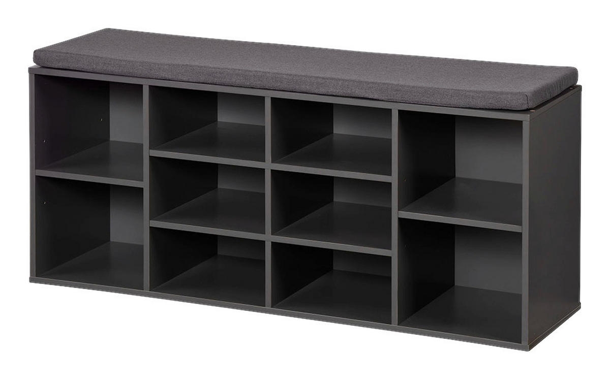 Kesper Schuhregal grau Spanplatte B/H/T: ca. 103,5x48x29,5 cm Schuhregal_mit_Sitzkissen - grau (103,50/48,00/29,50cm) - Kesper