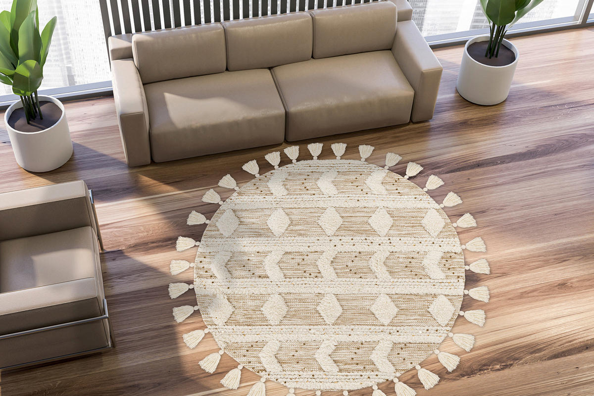 360Living Teppich Bohist khaki B/L/D: ca. 160x400x160 cm Bohist - creme/khaki (160,00/400,00cm) - 360Living