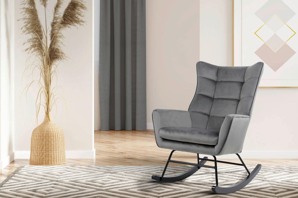 Schaukelstuhl Bryana 100 grau B/H/T: ca. 88x97x68 cm Bryana 100 - schwarz/grau (88,00/97,00/68,00cm) - 360 Living