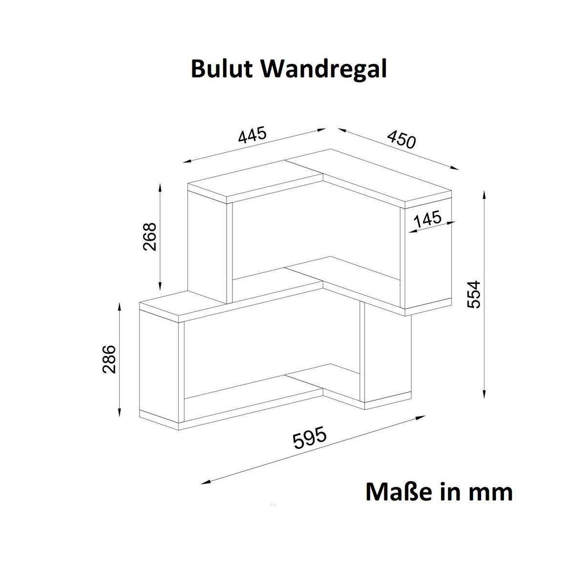 Wandregal Bulut weiß B/H/T: ca. 59,5x55,4x45 cm Bulut - weiß (59,50/55,40/45,00cm) - moebel17