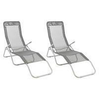 VCM Gartenliege-Set grau Stahl B/H/L: ca. 48x100x160 cm Gartenliege - grau (160,00/48,00/100,00cm) - VCM