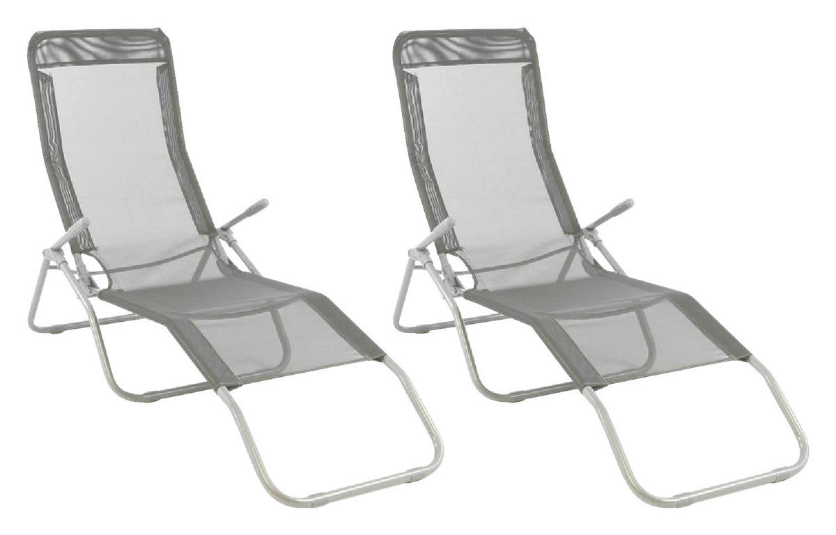 VCM Gartenliege-Set grau Stahl B/H/L: ca. 48x100x160 cm Gartenliege - grau (160,00/48,00/100,00cm) - VCM
