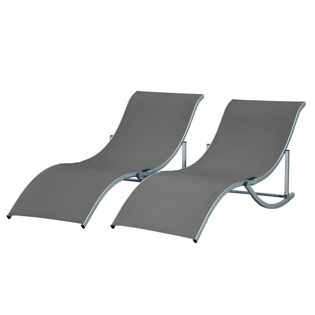 Outsunny Gartenliege 2er Set dunkelgrau Aluminium B/H/L: ca. 61x63x165 cm Gartenliege_2erSet - dunkelgrau (165,00/61,00/63,00cm) - Outsunny