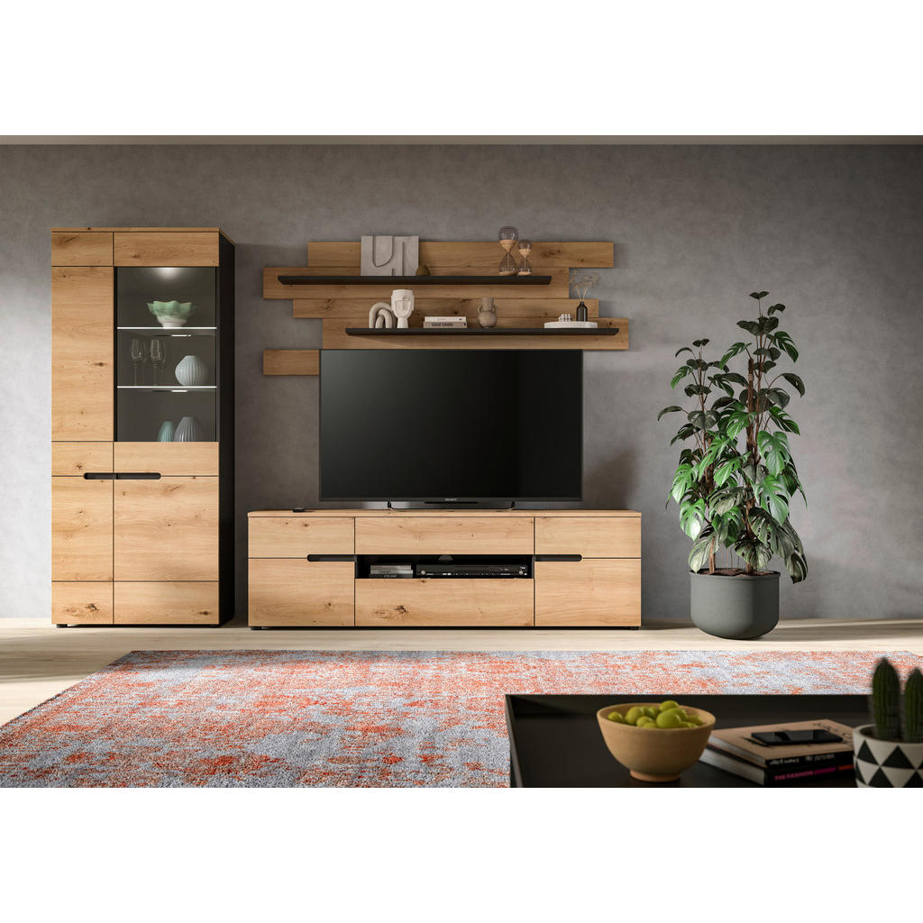 Thumbnail - Wohnwand Canu basaltgrau Nachbildung Artisan Oak Nachbildung B/H/T: ca. 280x190x44 cm