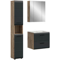 Badezimmer-Set Ice Nox Oak Nachbildung schwarz matt B/H/T: ca. 105x185x46 cm Ice - schwarz (105,00/185,00/46,00cm) - xonox.home