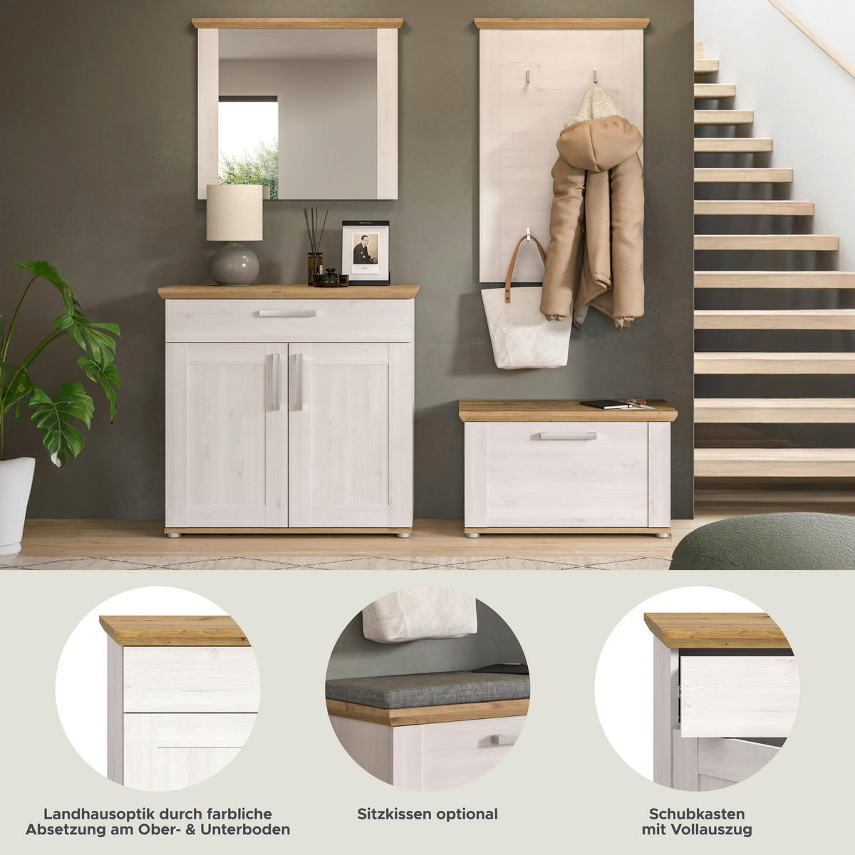 Garderobe Verona Sibiu Lärche Nachbildung Eiche Artisan Nachbildung B/H/T: ca. 190x196x39 cm Verona - Eiche (190,00/196,00/39,00cm) - xonox.home