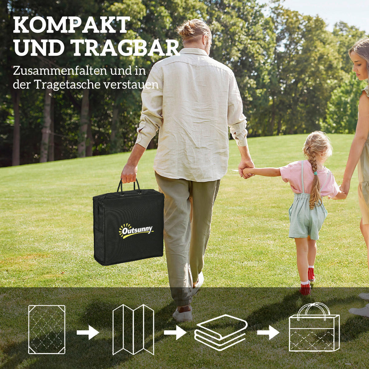 Outsunny Outdoor-Teppich schwarz B/H/L: ca. 274x1x182 cm Outdoor-Teppich - weiß/schwarz (182,00/274,00/1,00cm) - Outsunny