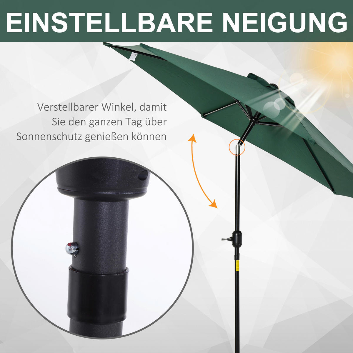 Outsunny Sonnenschirm grün Stahl B/H/L: ca. 270x235x270 cm Sonnenschirm_mit_Handkurbel - grün (270,00/270,00/235,00cm) - Outsunny