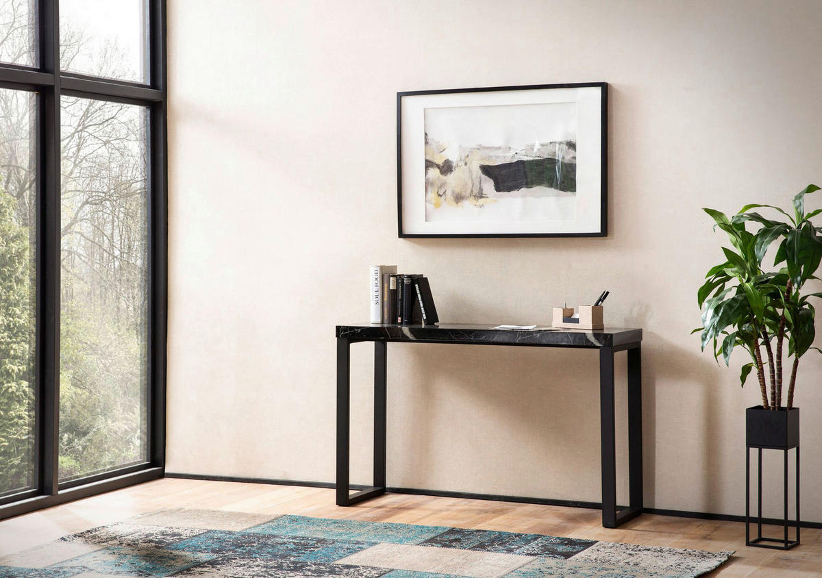 Konsolentisch schwarz Marmor Optik MDF B/H/T: ca. 120x76x40 cm Konsolentisch - schwarz (120,00/76,00/40,00cm) - Wohnling