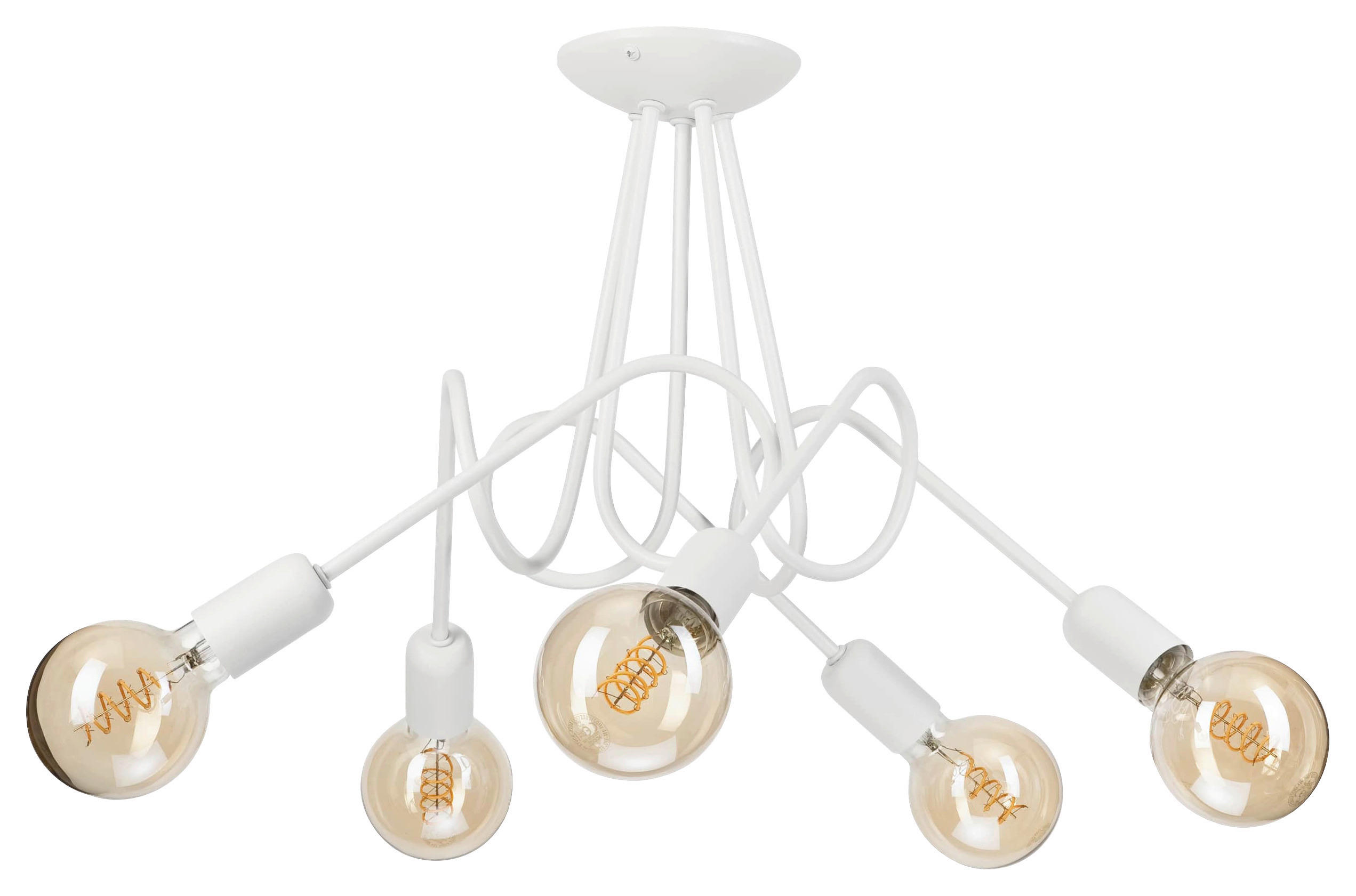 Lamkur Kronleuchter weiß Stahl B/H/L: ca. 39x54x54 cm E27 5 Brennstellen Lizzy - weiß (54,00/39,00/54,00cm) - Lamkur