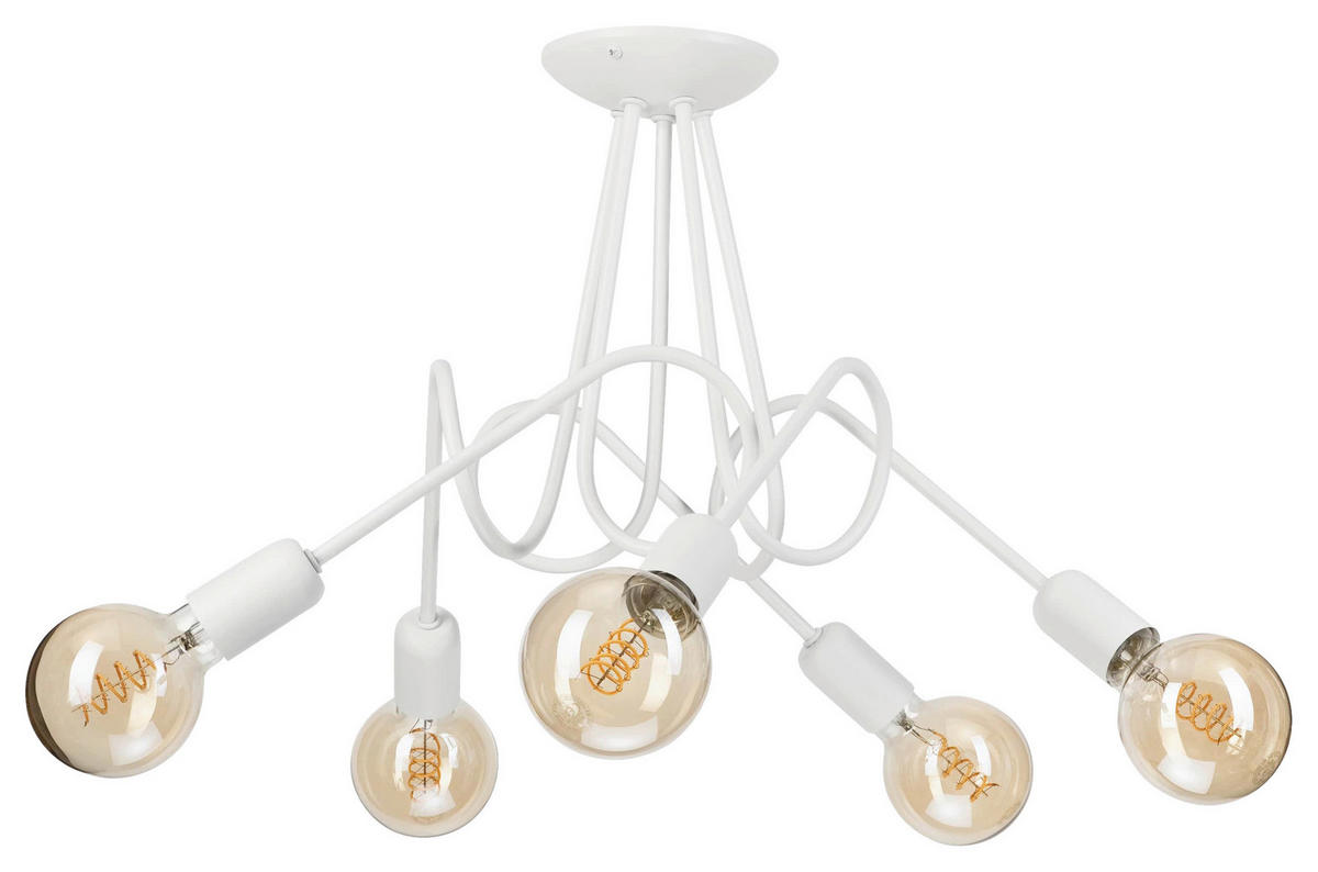 Lamkur Kronleuchter weiß Stahl B/H/L: ca. 39x54x54 cm E27 5 Brennstellen Lizzy - weiß (54,00/39,00/54,00cm) - Lamkur