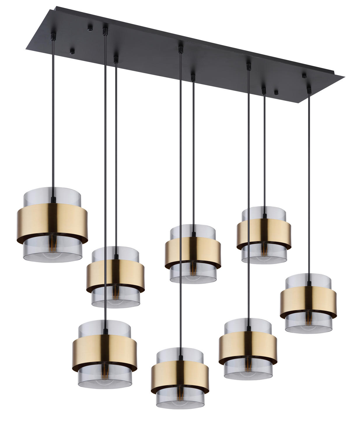 GLOBO Pendelleuchte  MILLEY 15560-8H schwarz messing Metall Glas B/H/L: ca. 31,5x120x103 cm 8.0 Brennstellen MILLEY - messing/schwarz (103,00/31,50/120,00cm) - GLOBO