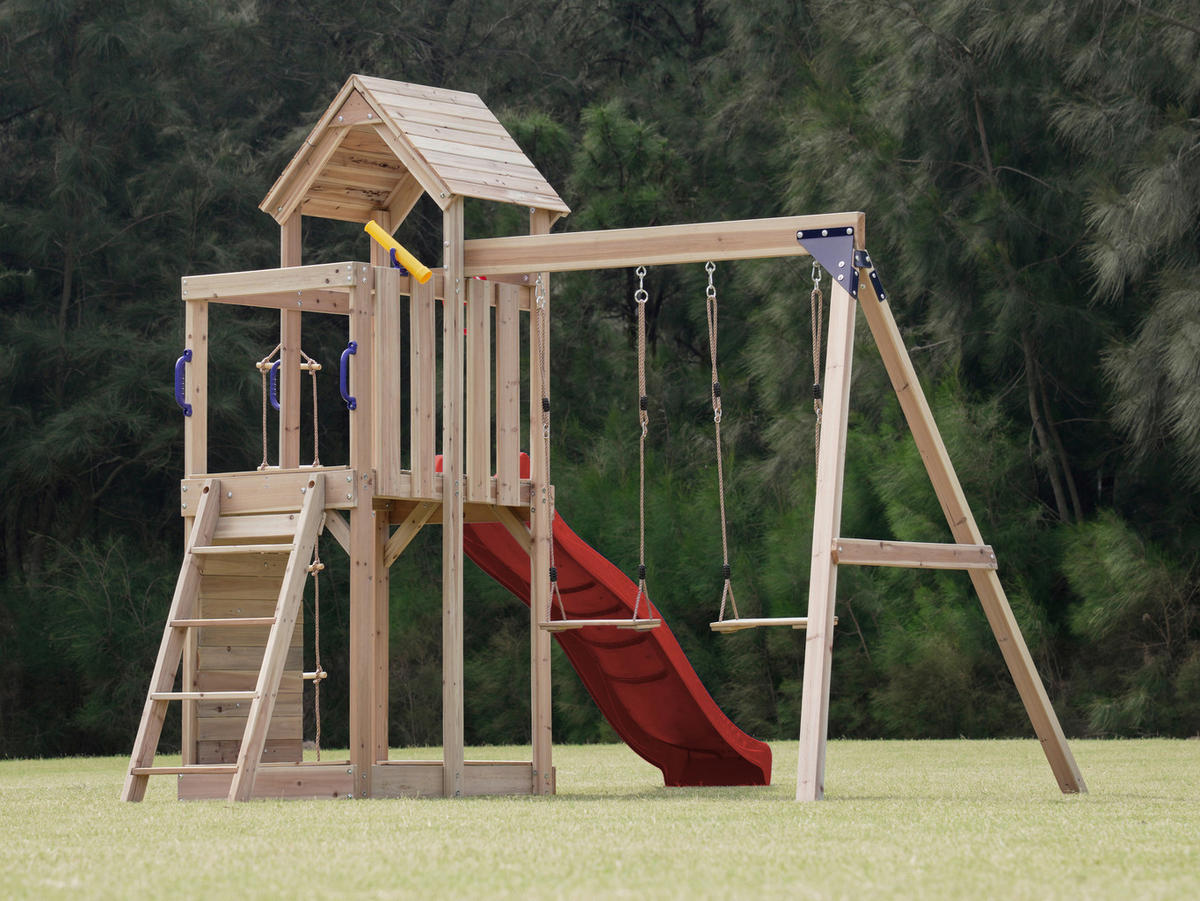AXI Spielturm Moos braun B/H/L: ca. 342x267x375 cm Moos - braun/rot (375,00/342,00/267,00cm) - AXI