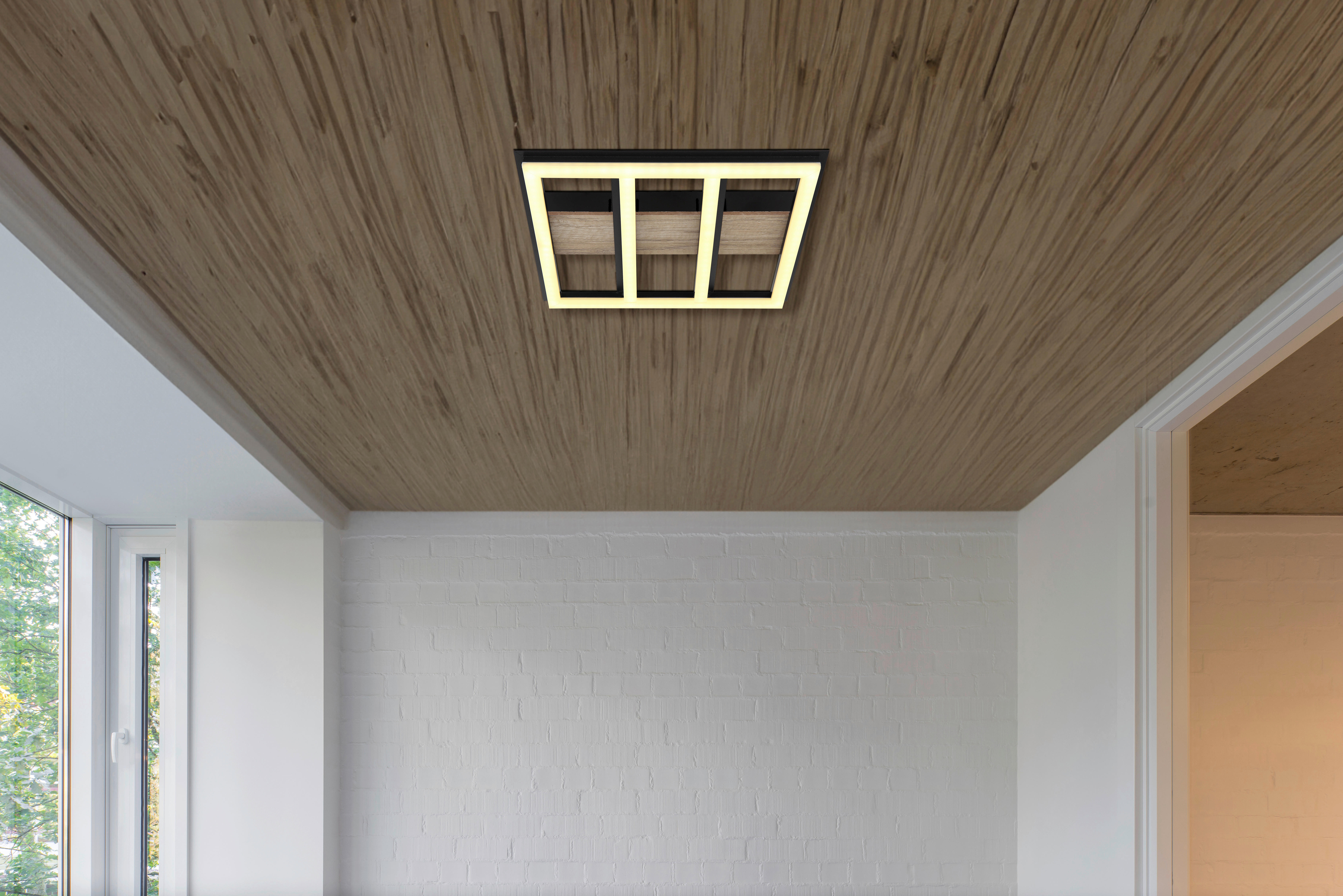 GLOBO LED-Deckenleuchte schwarz Opal Metall Kunststoff B/H/T: ca. 30x5,5x30 cm FROOMY - schwarz/Opal (30,00/5,50/30,00cm) - GLOBO