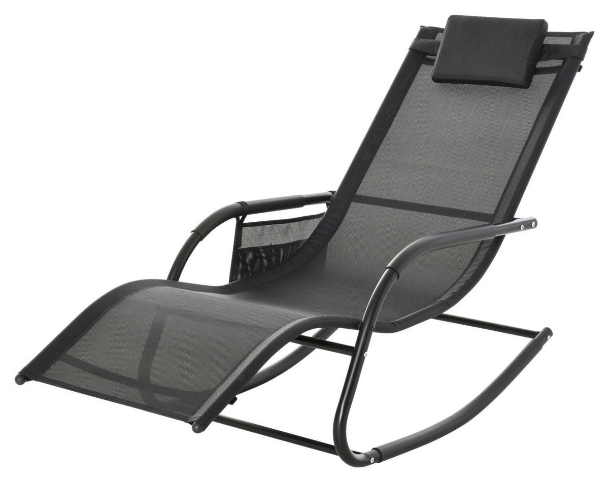 Outsunny Schaukelstuhl schwarz Metall B/H/L: ca. 62x88x150 cm Schaukelstuhl - schwarz (150,00/62,00/88,00cm) - Outsunny
