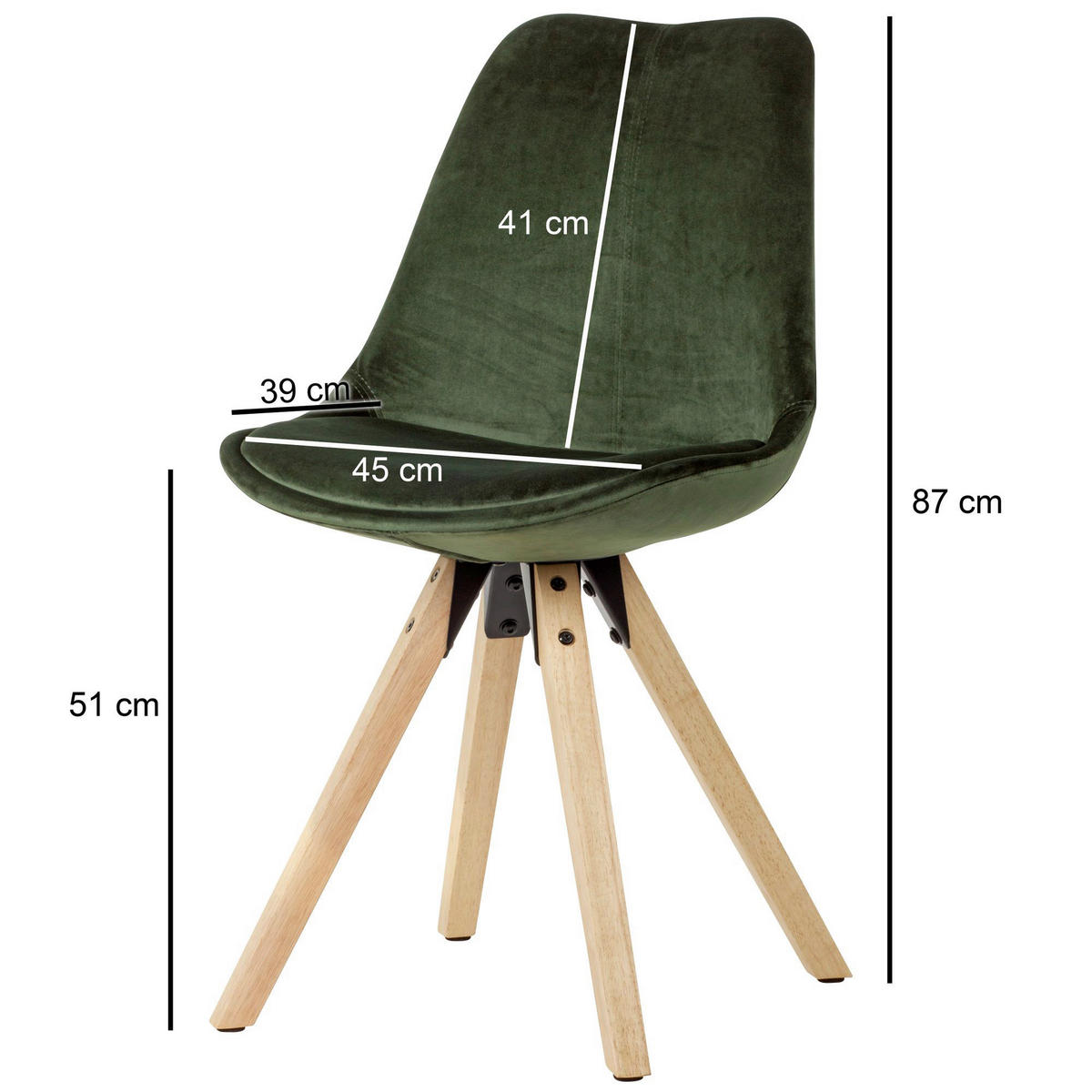 Stuhl 2er-Set grün bei 49x87x52 POCO kaufen Samt ▷ online ca. Echtholz B/H/T: cm