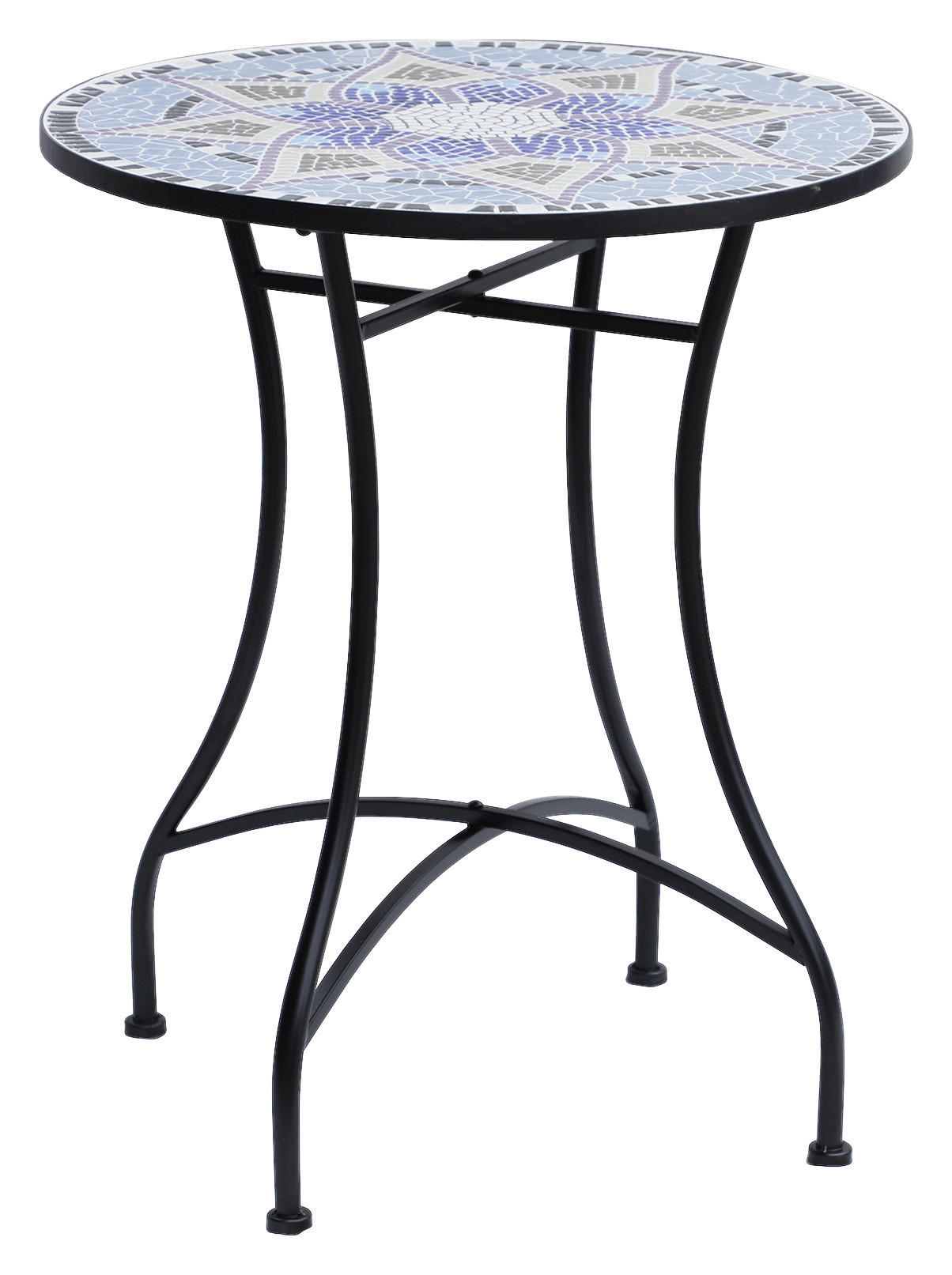 Outsunny Mosaiktisch blau Stahl H/D: ca. 71x60 cm Mosaiktisch_rund - blau/weiß (60,00/71,00cm) - Outsunny