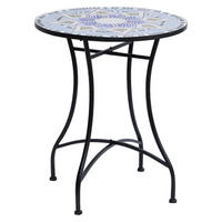 Outsunny Mosaiktisch blau Stahl H/D: ca. 71x60 cm Mosaiktisch_rund - blau/weiß (60,00/71,00cm) - Outsunny