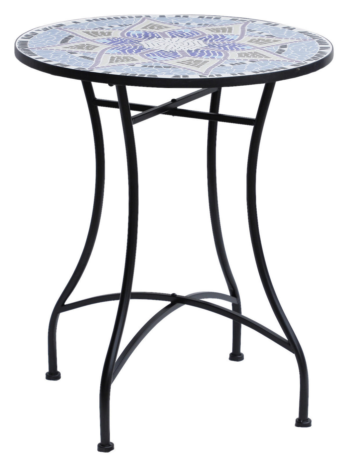 Outsunny Mosaiktisch blau Stahl H/D: ca. 71x60 cm Mosaiktisch_rund - blau/weiß (60,00/71,00cm) - Outsunny