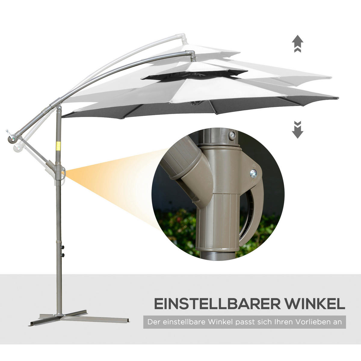 Outsunny Sonnenschirm hellgrau Polyester H/D: ca. 245x267 cm Sonnenschirm - hellgrau (267,00/245,00cm) - Outsunny