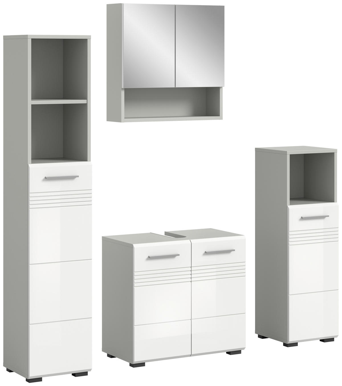 Badblock Copa hellgrau weiß Hochglanz B/H/T: ca. 150x190x32 cm Copa - hellgrau/weiß (150,00/190,00/32,00cm) - xonox.home