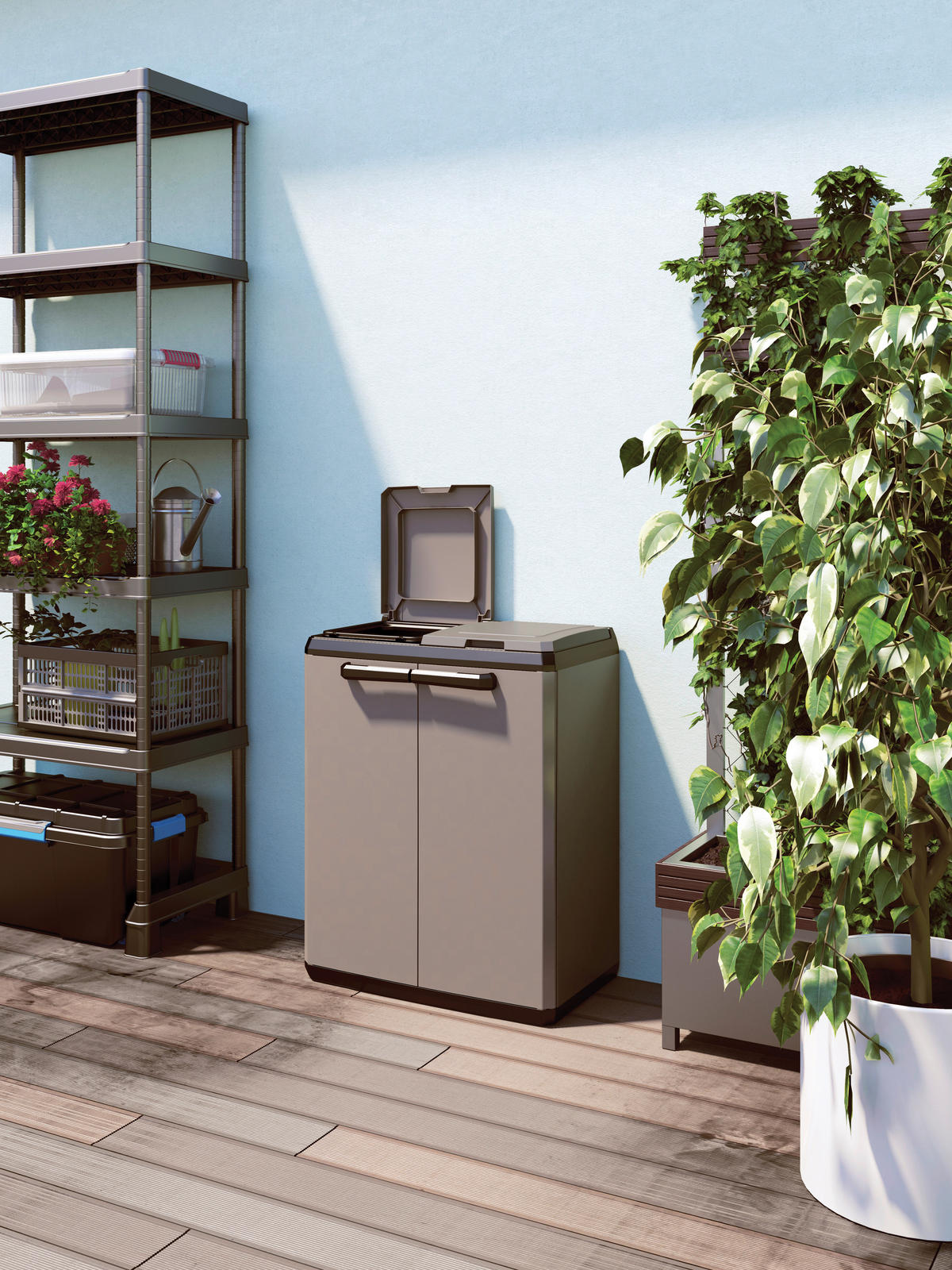 Keter Recyclingschrank Split Basic grau Kunststoff B/H/T: ca. 68x85x39 cm Split Basic - schwarz/grau (68,00/85,00/39,00cm) - Keter