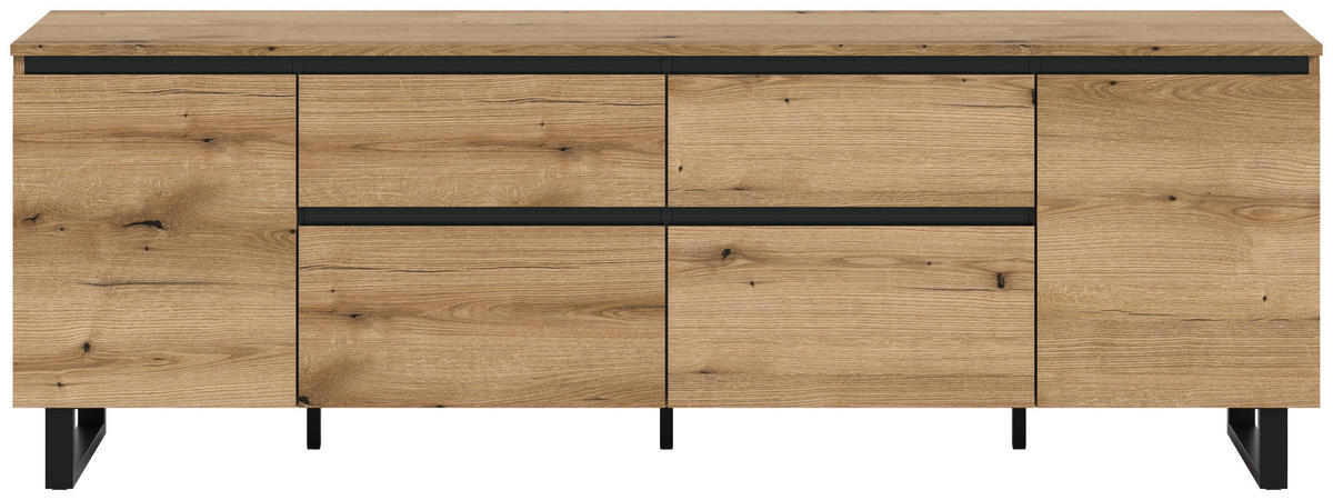 Lowboard Tomasa Evoke Oak Nachbildung schwarz B/H/T: ca. 188x65x36 cm Tomasa - schwarz (188,00/65,00/36,00cm) - xonox.home