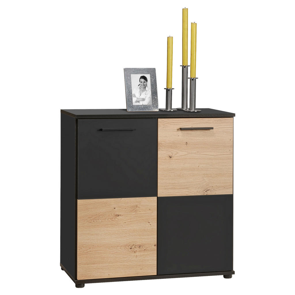 Thumbnail - Kommode Zero Eiche Artisan Oak Nachbildung anthrazit B/H/T: ca. 72x72x34 cm