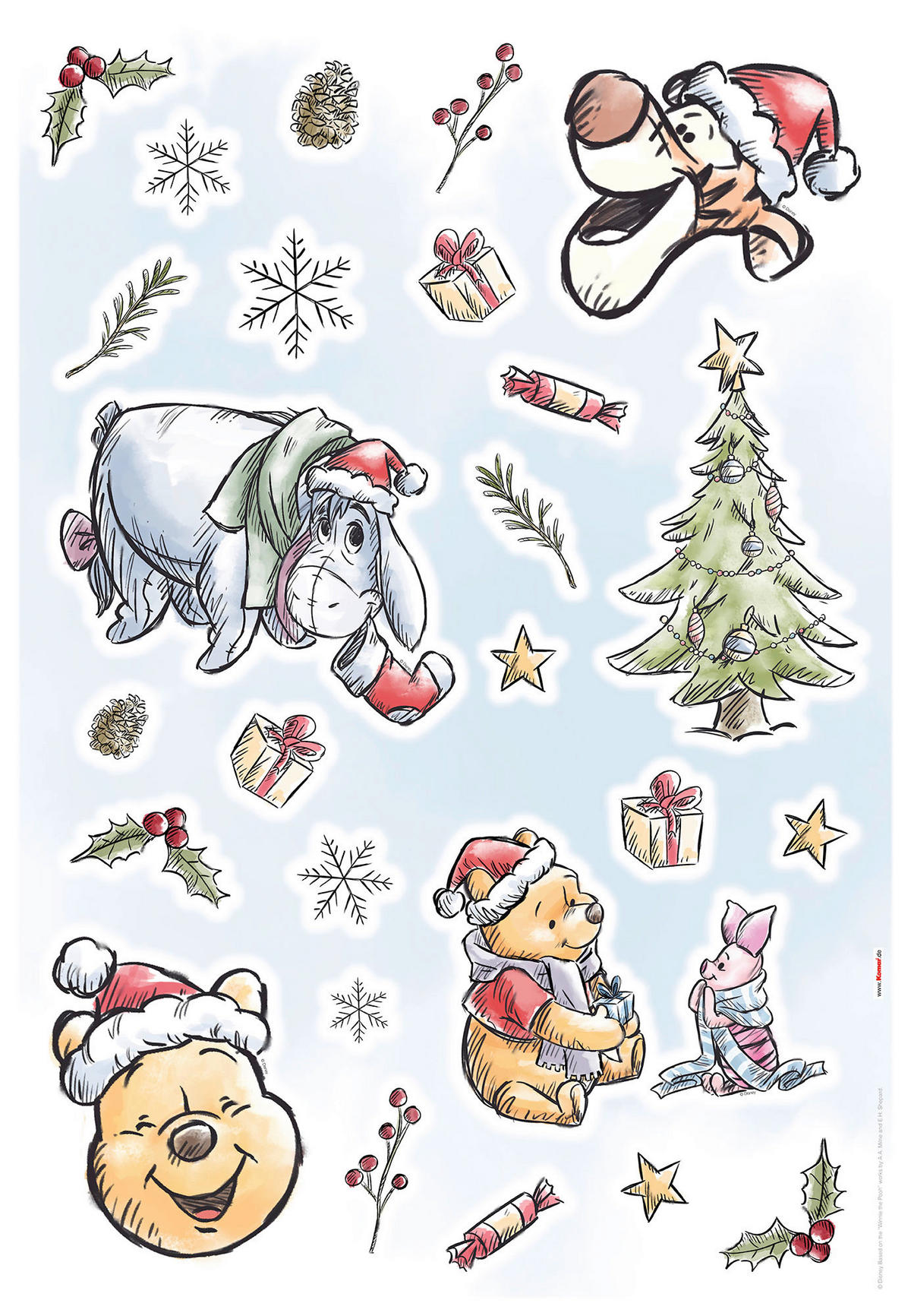 Komar Wandtattoo Winnie Pooh Christmas Disney Winnie Pooh Christmas B/L: ca. 50x70 cm Winnie Pooh Christmas - (50,00/70,00cm) - Komar