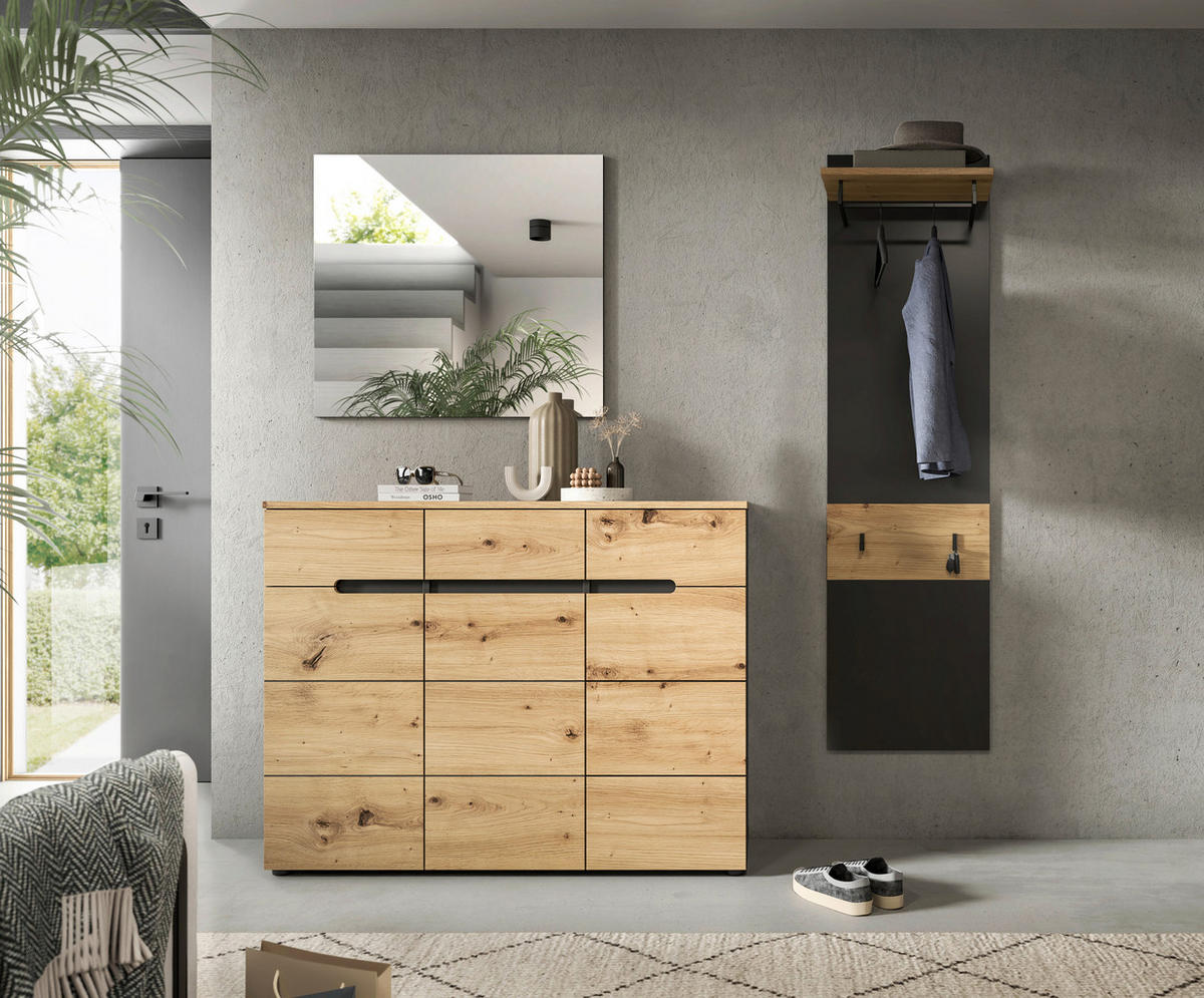 Garderobe Canu basaltgrau Nachbildung Artisan Nachbildung B/H/T: ca. 180x190x37 cm Canu - basaltgrau (180,00/190,00/37,00cm) - xonox.home