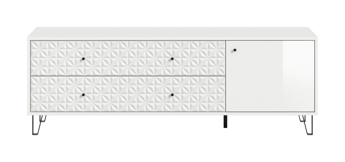 Lowboard PRISMA weiß weiß Hochglanz B/H/T: ca. 164x56x40 cm PRISMA - weiß (164,00/56,00/40,00cm) - xonox.home