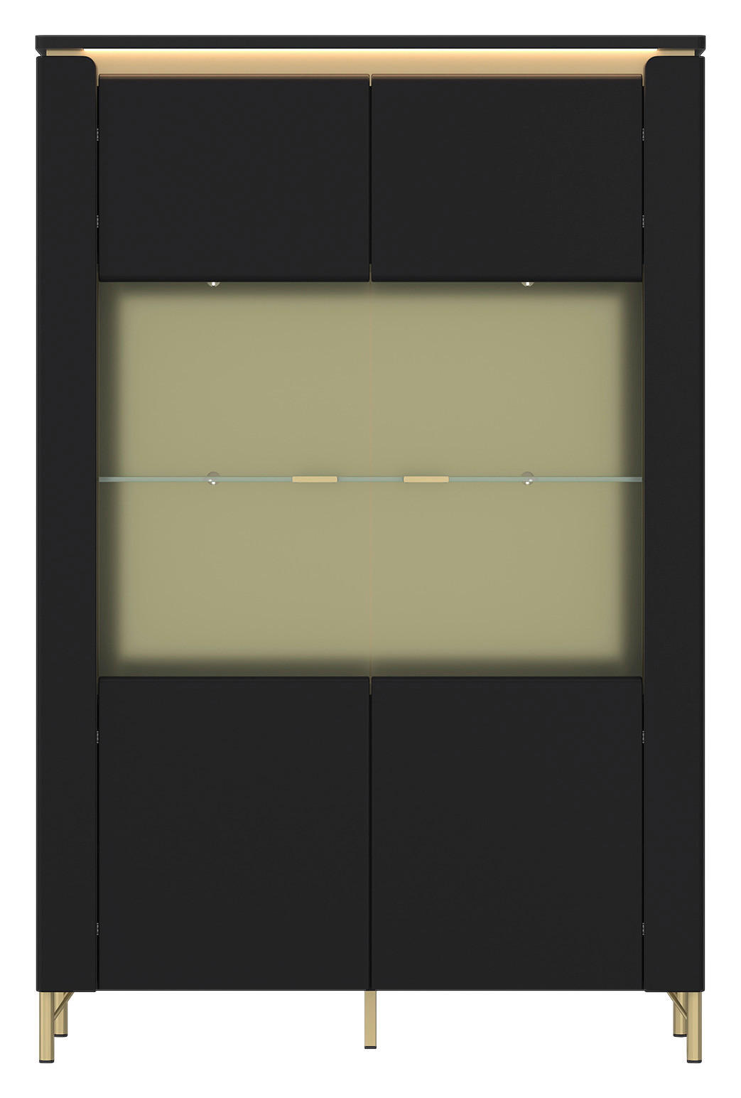Highboard Norica schwarz matt gold Optik B/H/T: ca. 110x169x40 cm Norica - gold/schwarz (110,00/169,00/40,00cm)
