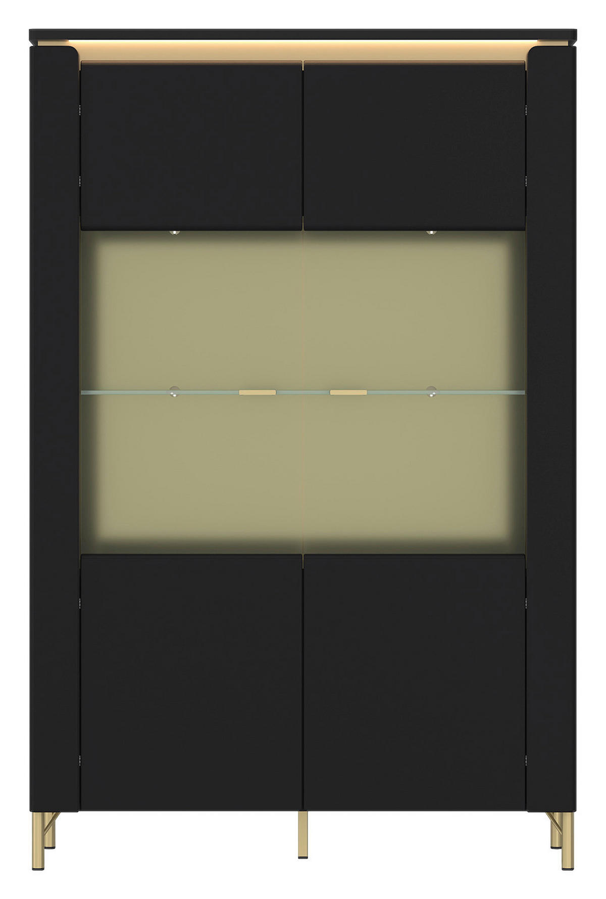 Highboard Norica schwarz matt gold Optik B/H/T: ca. 110x169x40 cm Norica - gold/schwarz (110,00/169,00/40,00cm)