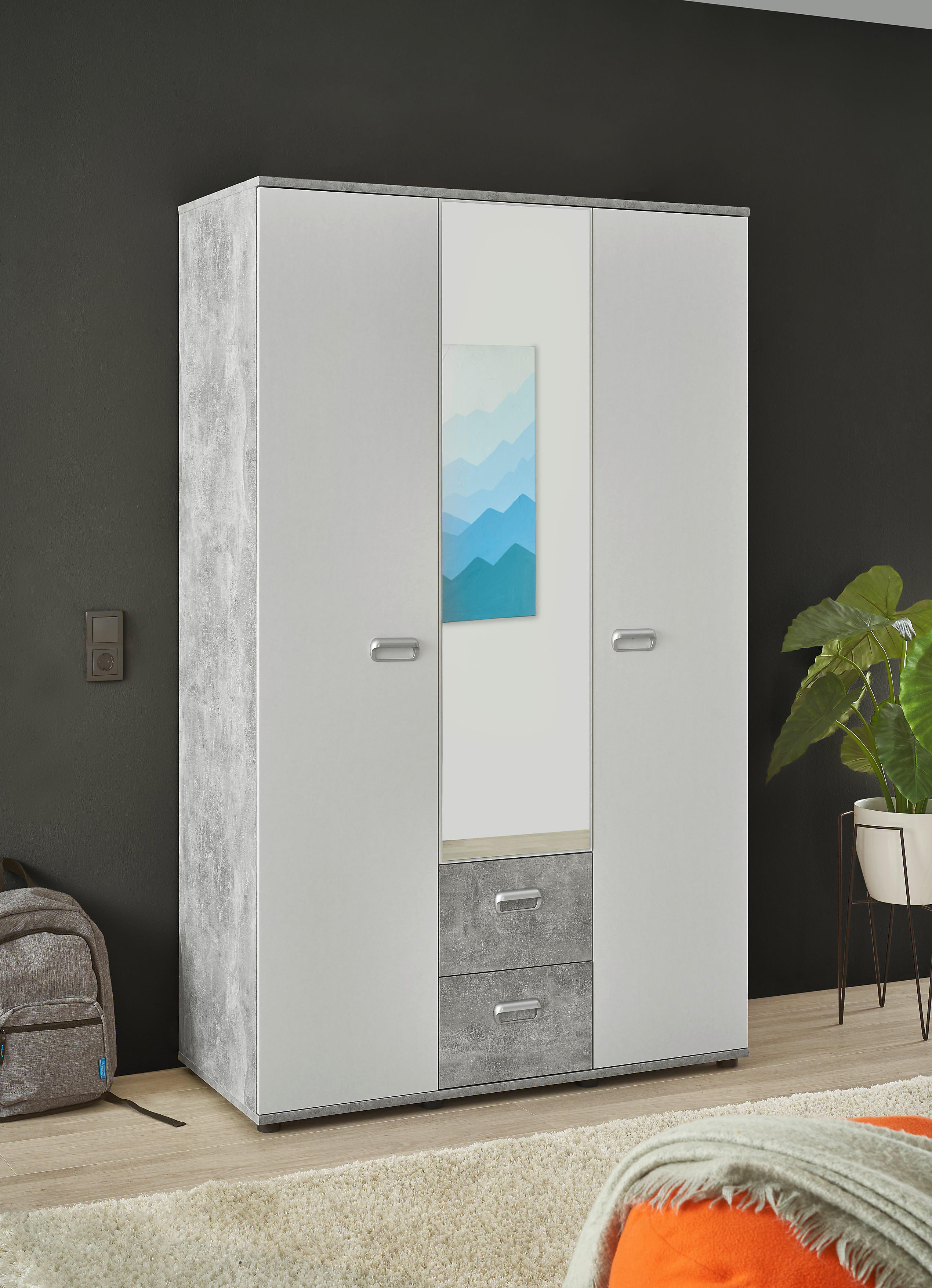 Kleiderschrank Matino Beton B/H/T: ca. 115x191x53 cm Matino - Beton/weiß (115,00/191,00/53,00cm)