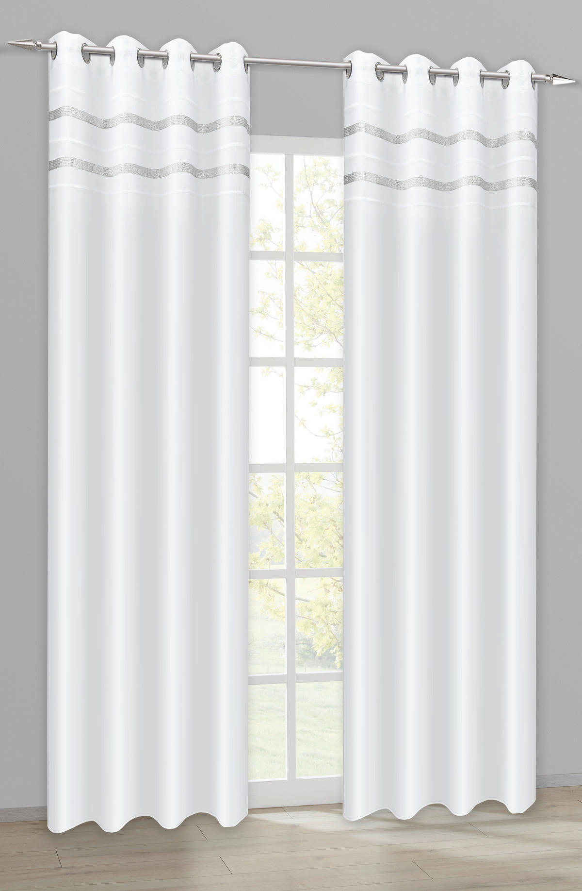 POCOline Ösenvorhang Strass weiß B/L: ca. 140x245 cm Strass - weiß (140,00/245,00cm) - POCOline