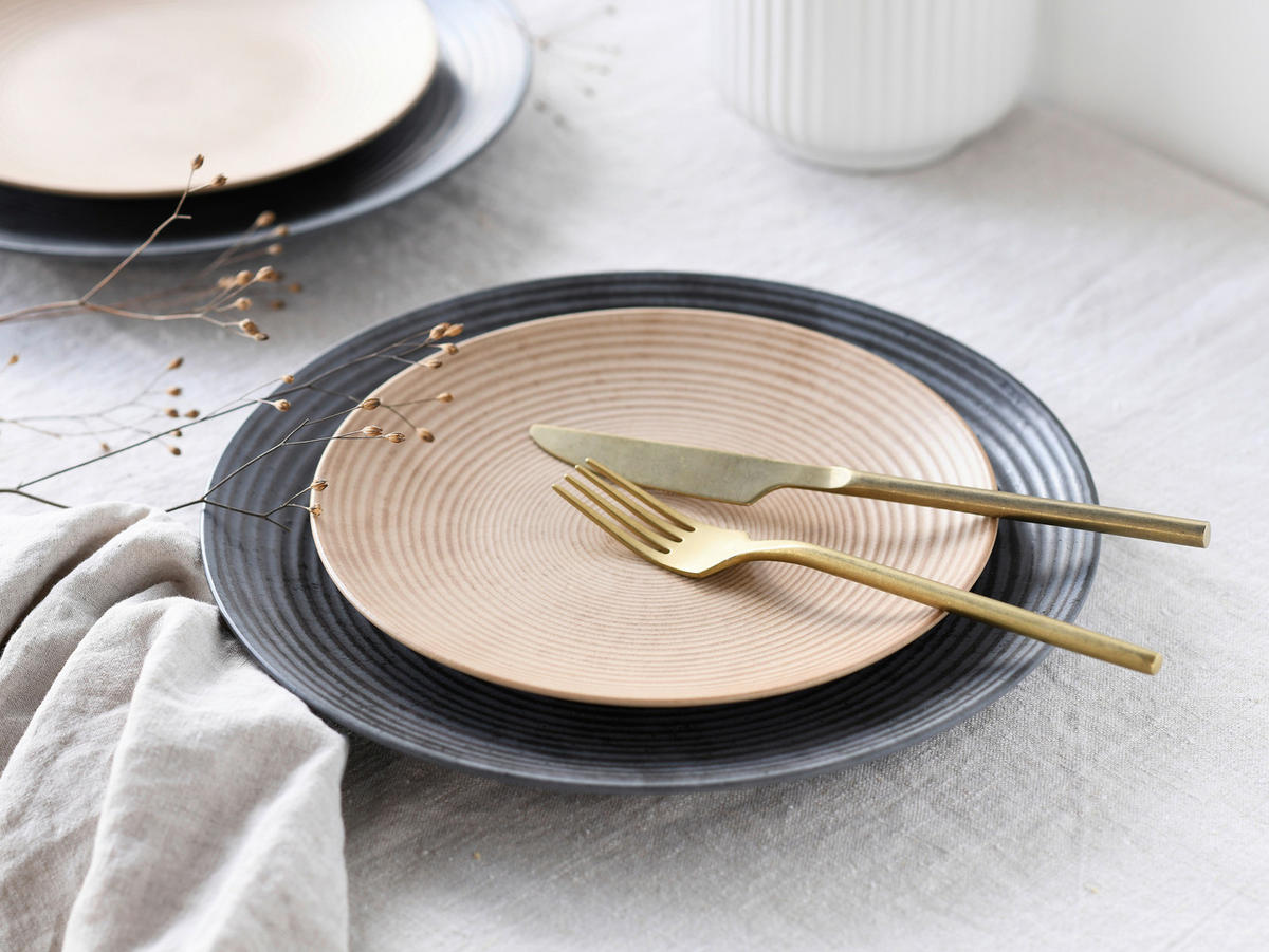 CreaTable Teller-Set Catania sand Steinzeug Catania - sand/grau - CreaTable
