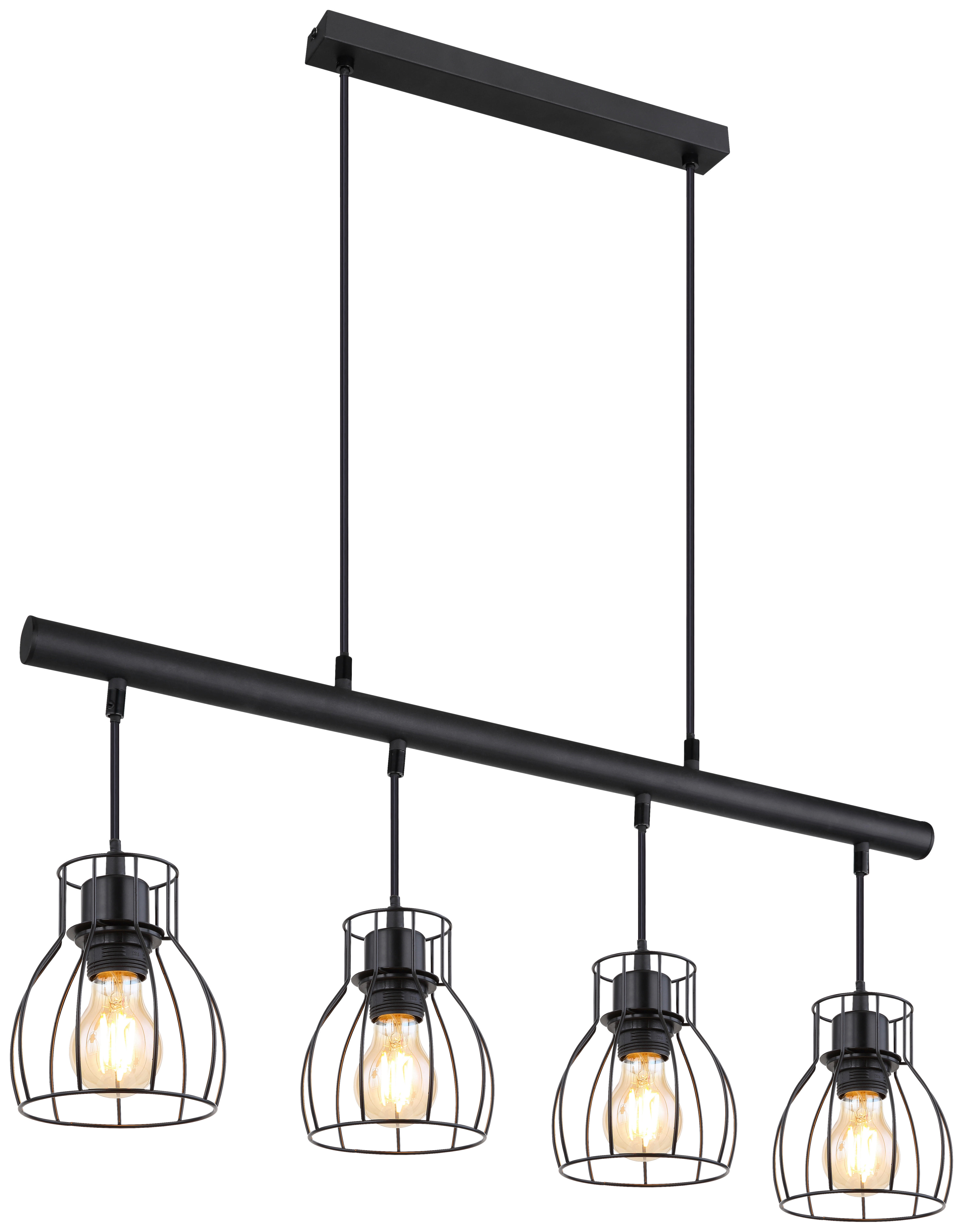 GLOBO LED-Pendelleuchte mattschwarz Metall B/H/T: ca. 14x120x77 cm 4.0 Brennstellen MINA - mattschwarz (14,00/120,00/77,00cm) - GLOBO