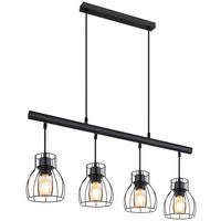 GLOBO LED-Pendelleuchte mattschwarz Metall B/H/T: ca. 14x120x77 cm 4.0 Brennstellen MINA - mattschwarz (14,00/120,00/77,00cm) - GLOBO
