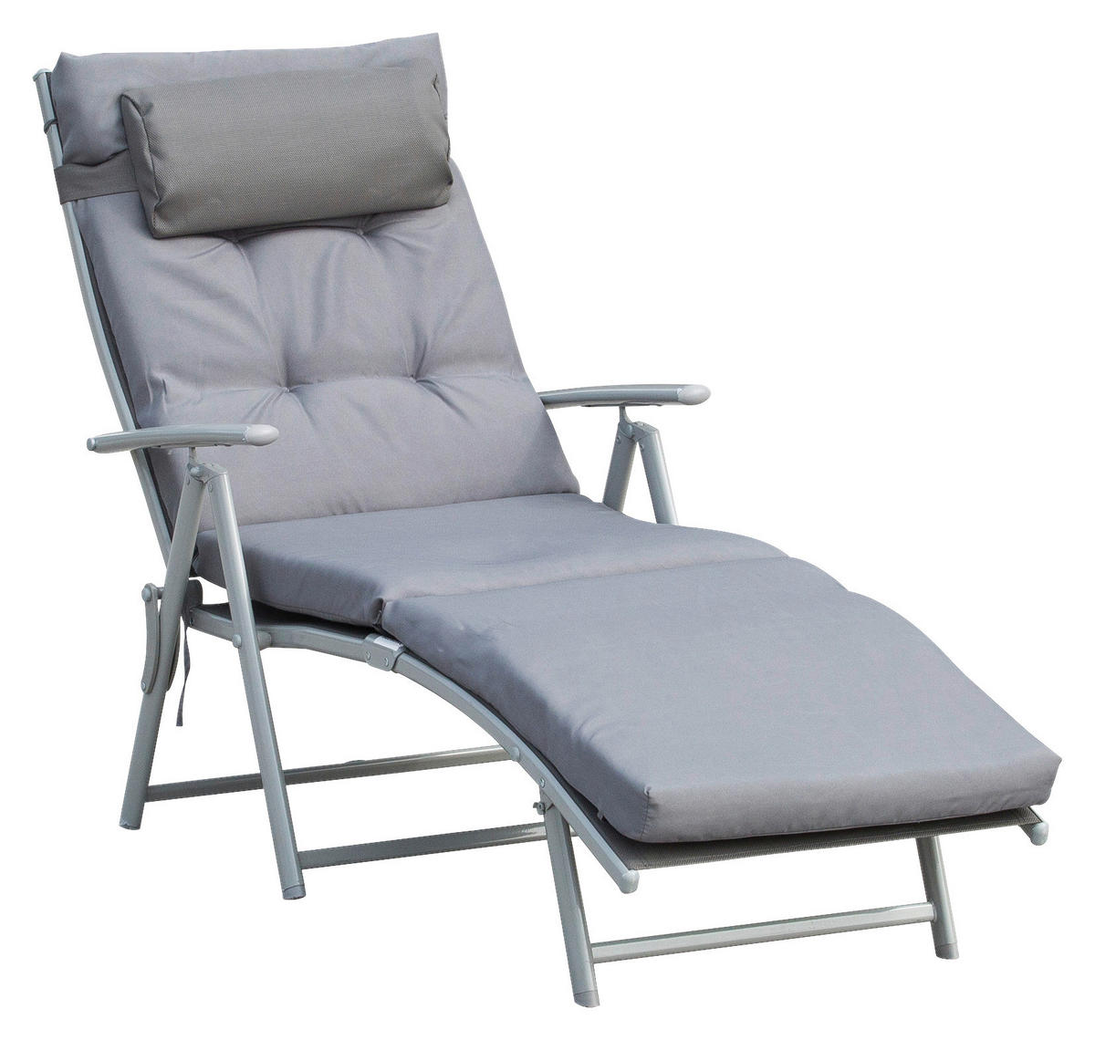 Outsunny Sonnenliege grau Metall B/H/L: ca. 64x101x180 cm Sonnenliege - grau (180,00/64,00/101,00cm) - Outsunny
