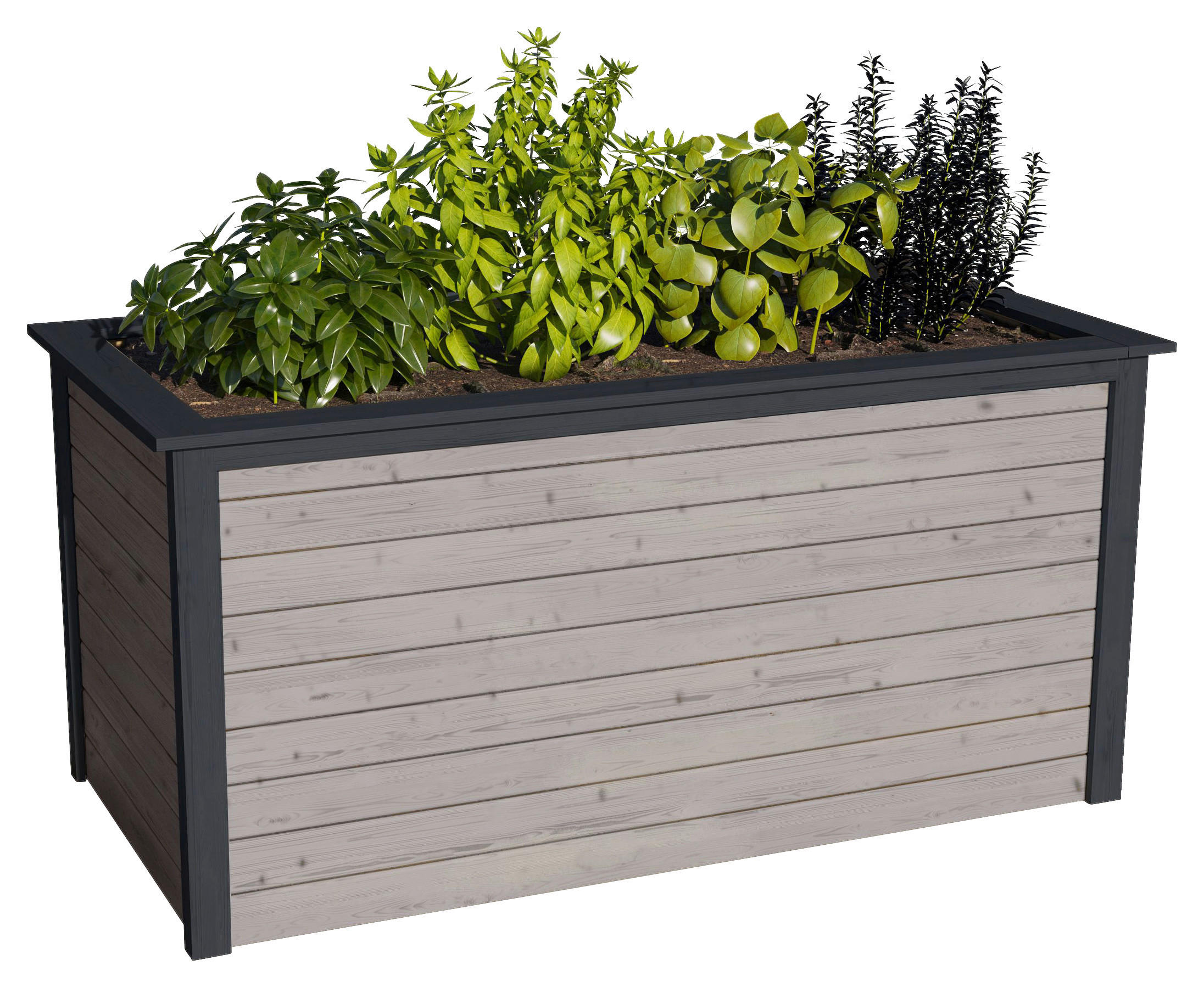 Karibu Hochbeet grau Holz B/H/L: ca. 178x97x97 cm Hochbeet_3 - grau (97,00/178,00/97,00cm) - Karibu