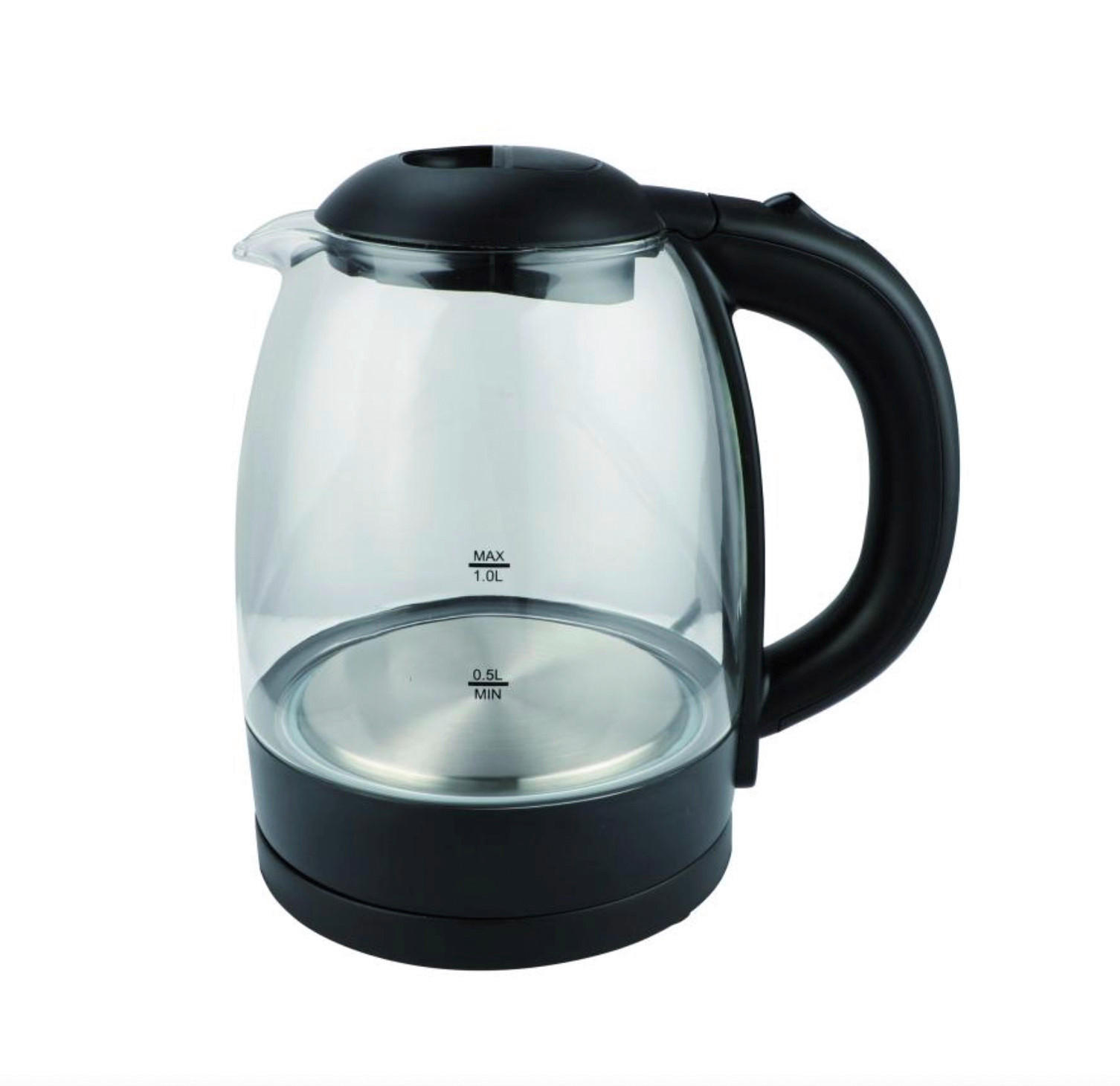 Elta Glas-Wasserkocher GWK-1000.1 transparent schwarz Glas Kunststoff B/H/T: ca. 21x22x18 cm ca. 1 l Glas-Wasserkocher_Elta GWK-1000.1 - schwarz/transparent (21,00/22,00/18,00cm) - Elta