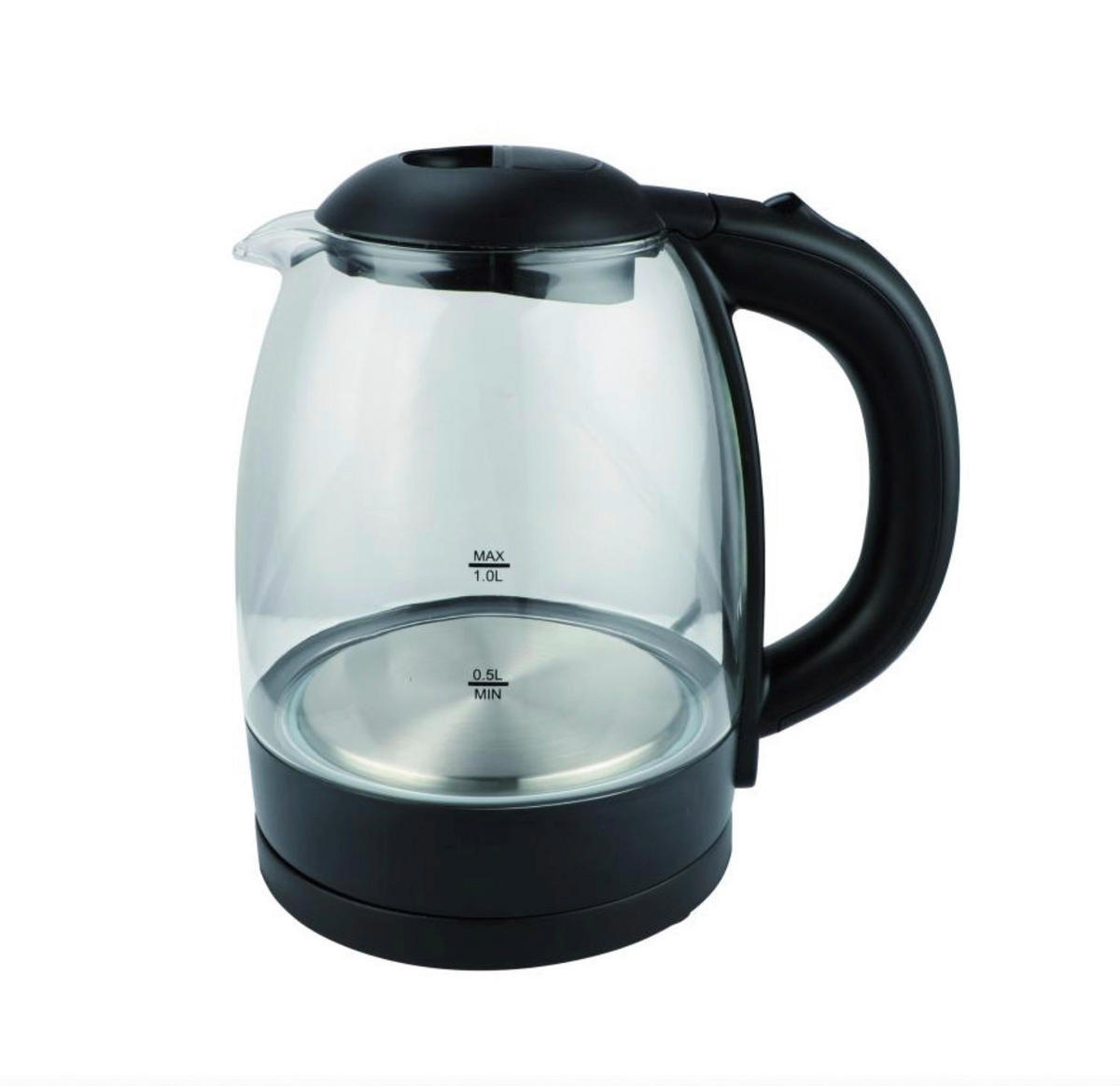 Elta Glas-Wasserkocher GWK-1000.1 transparent schwarz Glas Kunststoff B/H/T: ca. 21x22x18 cm ca. 1 l Wasserkocher_Glas_Elta GWK-1000.1 - schwarz/transparent (21,00/22,00/18,00cm) - Elta