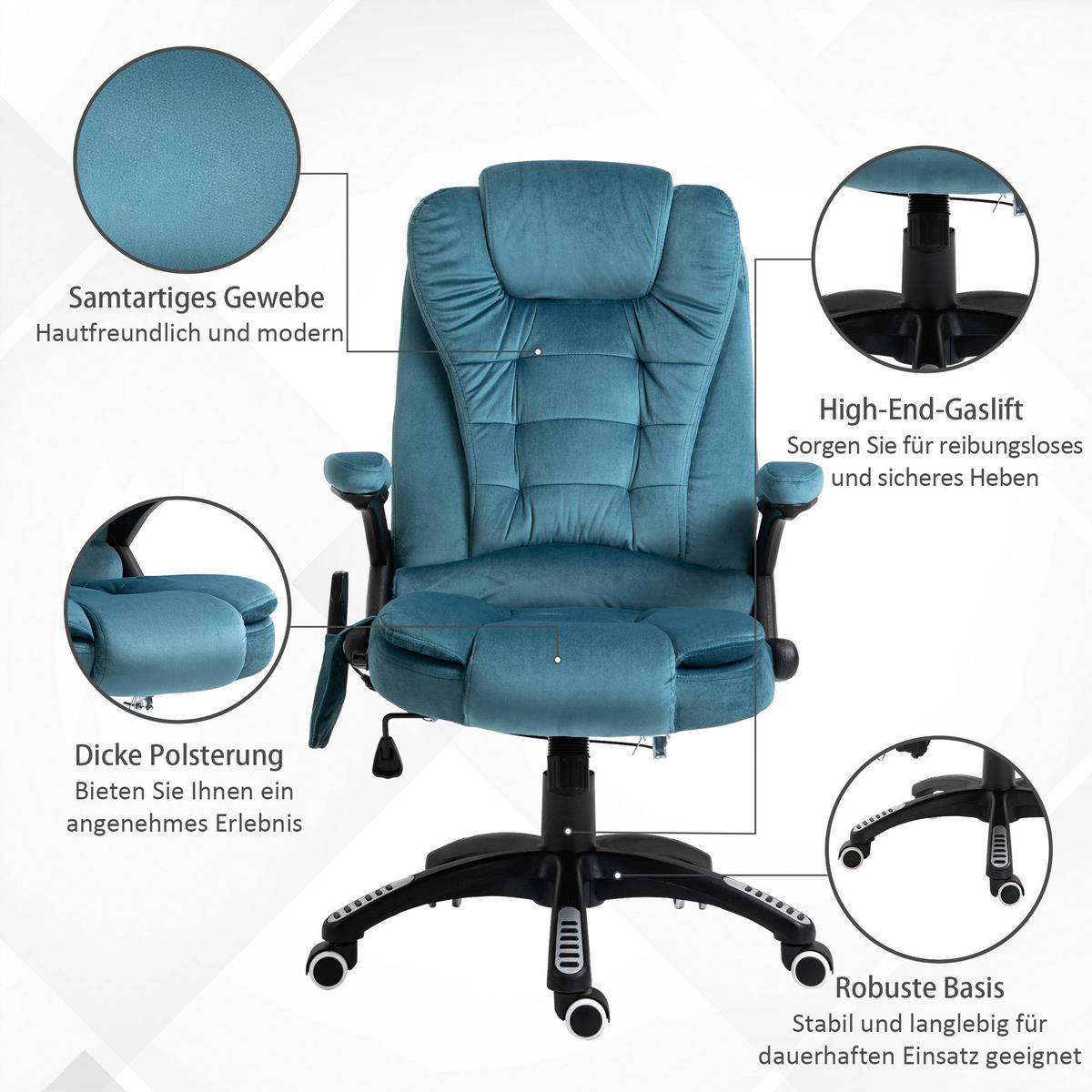 Vinsetto Massagestuhl blau B/H/L: ca. 72x68x120 cm Massagestuhl - blau (120,00/72,00/68,00cm) - Vinsetto