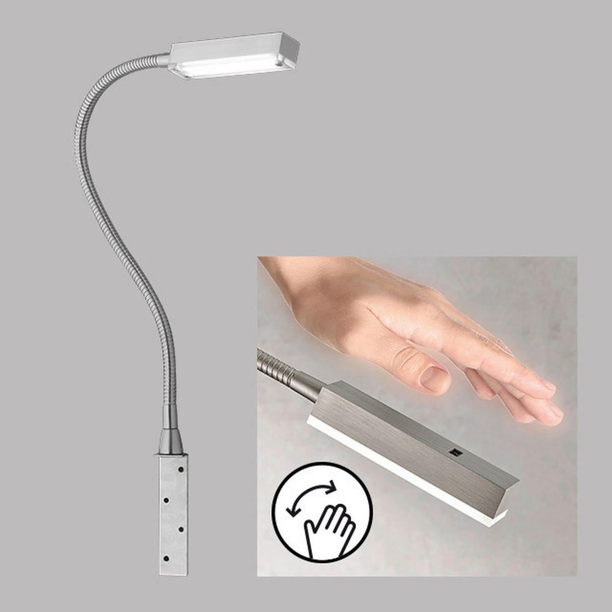 Fischer & Honsel LED-Bettleuchte 30602 nickel matt Acryl Metall B/H/T: ca. 3x52x3 cm 1 Brennstellen Raik - nickel matt (3,00/52,00/3,00cm) - Fischer & Honsel