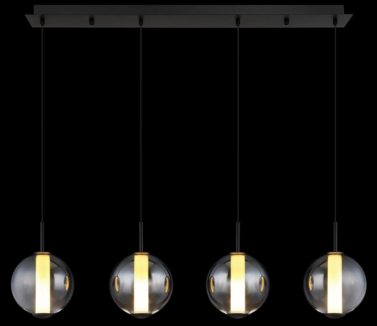 GLOBO Pendelleuchte Opal mattschwarz Rauch Metall Glas B/H: ca. 99x120 cm 1.0 Brennstellen Lacy - Opal/mattschwarz (99,00/120,00cm) - GLOBO