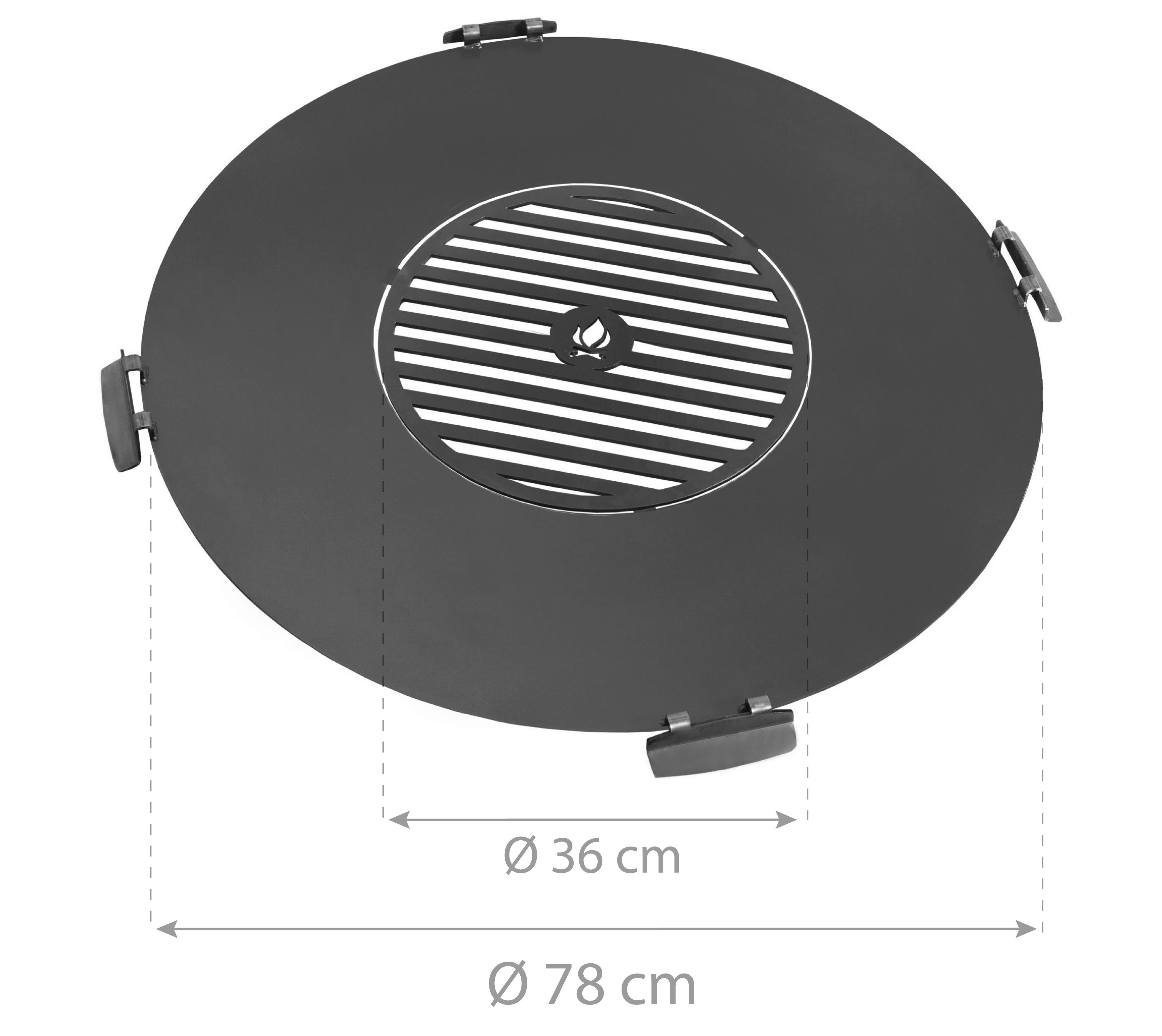 CookKing Grillplatte schwarz Stahl B/T: ca. 78x78 cm Grillplatte_mit_Grillrost - schwarz (78,00/78,00cm) - CookKing