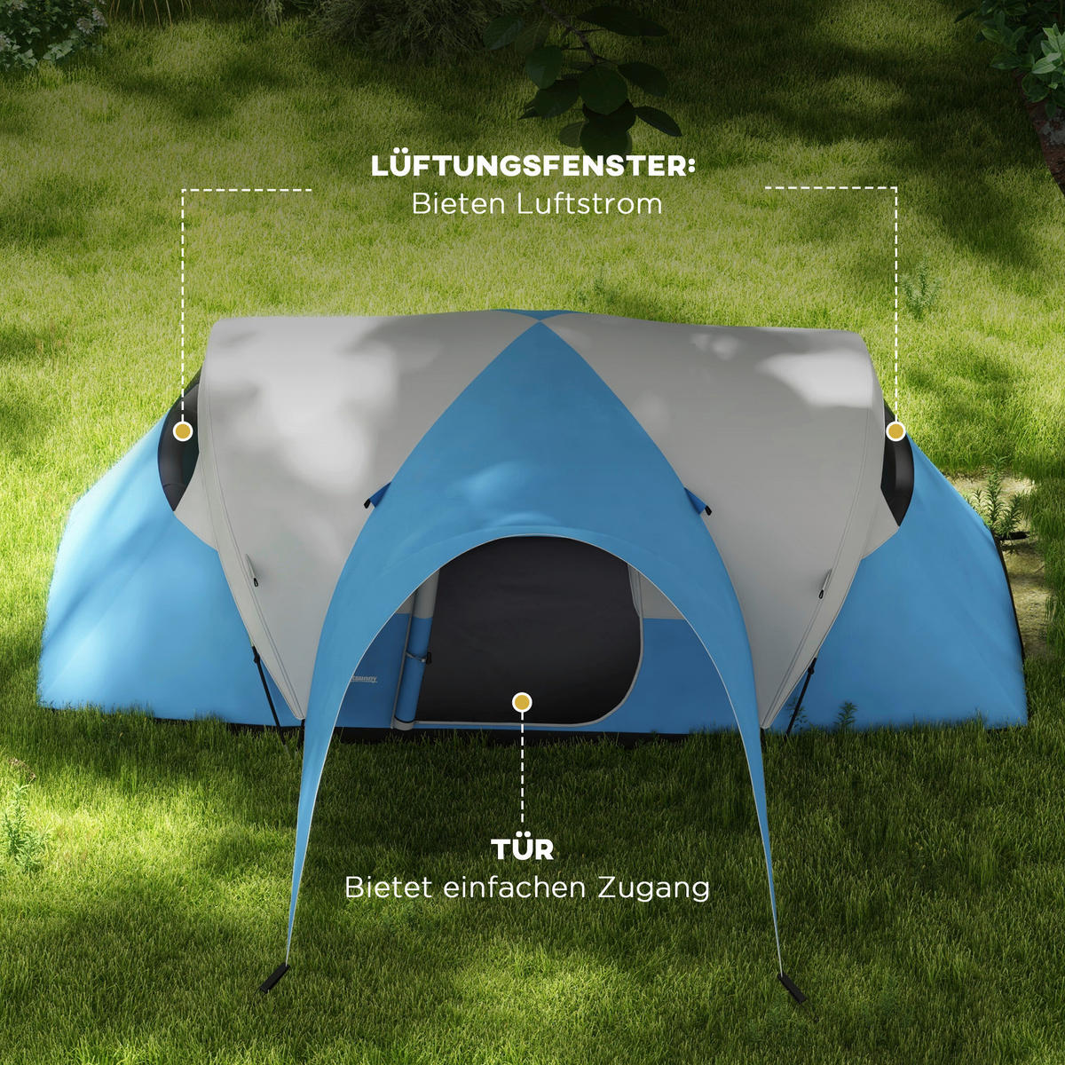 Outsunny Tunnelzelt B/H/L: ca. 300x198x550 cm Tunnelzelt - blau (550,00/300,00/198,00cm) - Outsunny
