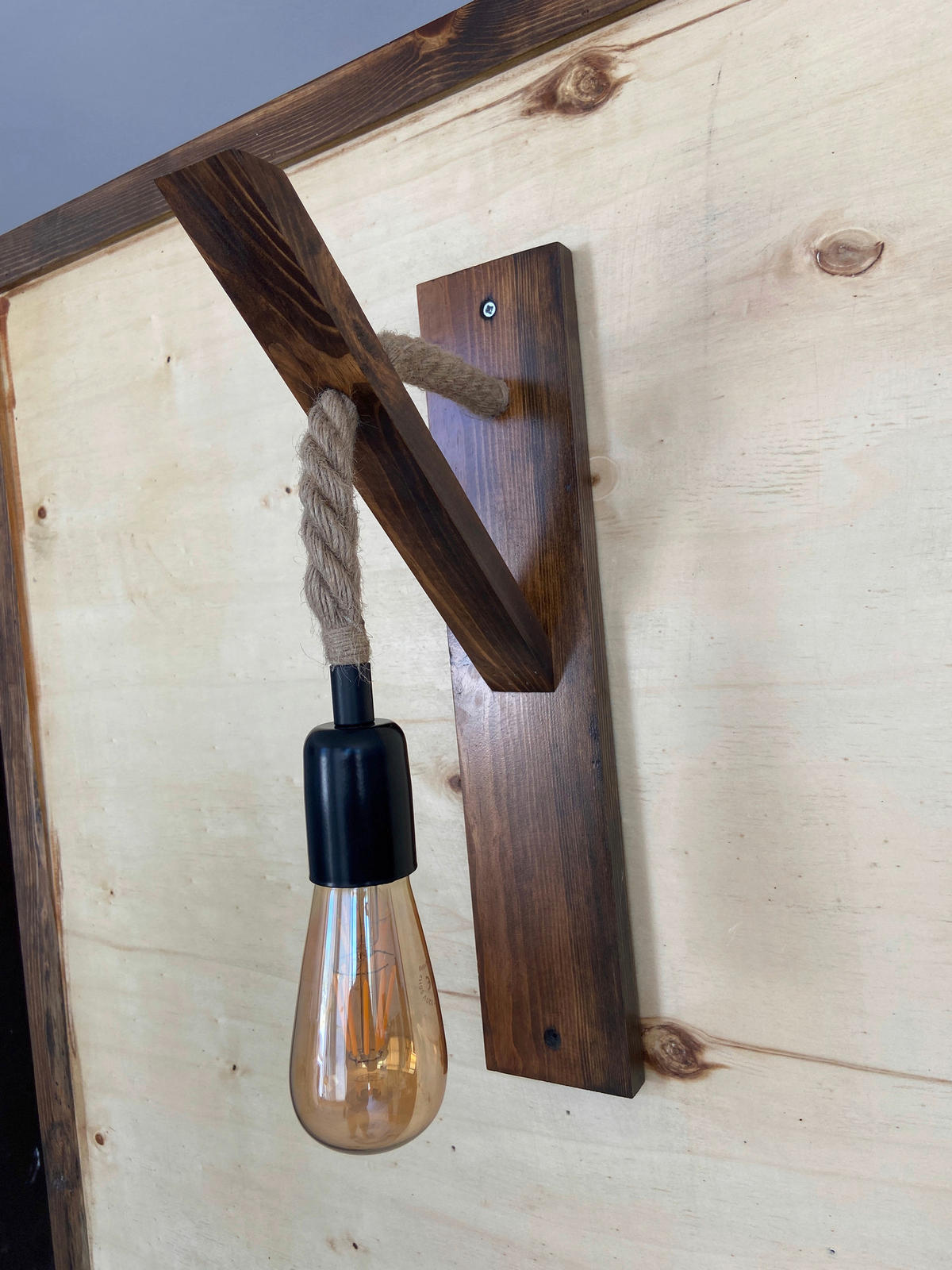 Opviq Wandleuchte nussbaum Kiefer B/H/L: ca. 9x45x23 cm E27 1 Brennstellen Ahsap Aplik 18 - nussbaum (23,00/9,00/45,00cm) - Opviq