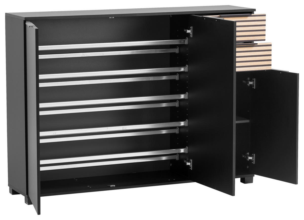 Schuhschrank Alexa schwarz matt B/H/T: ca. 141,9x105,5x35 cm Alexa - schwarz (141,90/105,50/35,00cm) - Möbelpartner