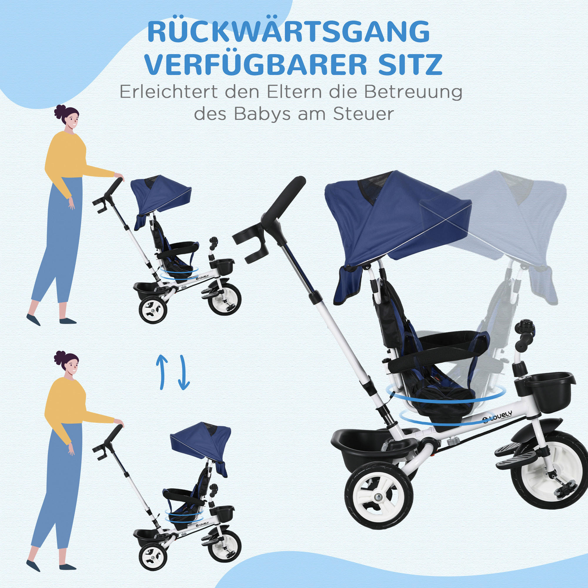 blau Dreirad - blau (112,00/50,00/104,00cm) - HOMCOM